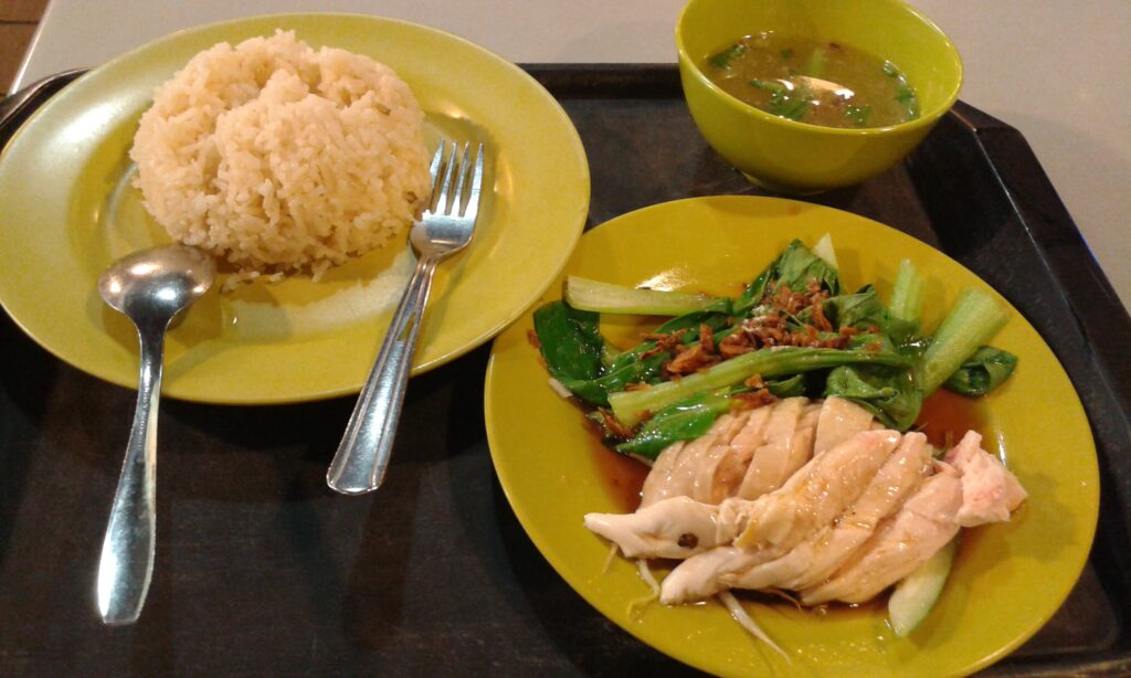 Hainanese chicken rice in Singapore